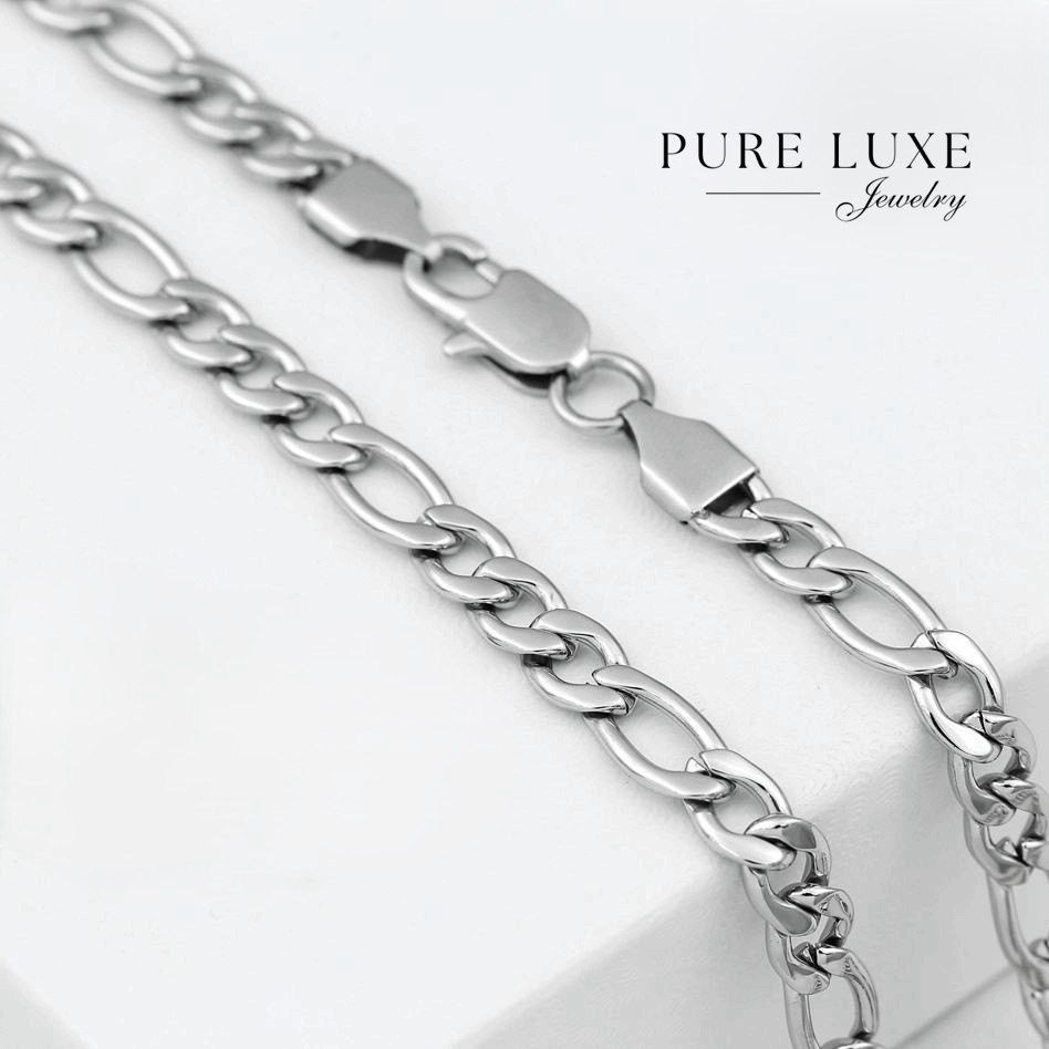 Men’s 24″ Stainless Steel 8mm Figaro Chain Necklace High Polish Box