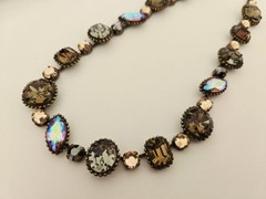 Sorrelli Bronze with Multicolor & Aurora Borealis Crystals Necklace Adjustable