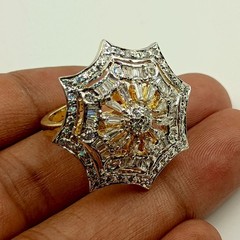 Luxury Handmade CZ Ring 22k Gold Plated South Indian Bridal Fashion Jewelry