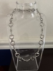 NWOT Classic Horsebit Equestrian Snaffle bit Silver Necklace