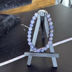 Iolite Sunstone Natural Gemstone Bead Bracelet | Smooth Round 7mm