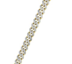 7Ct Round Cut Cut Simulated Diamond Men’s Cuban Bracelet 14k Yellow Gold Plated