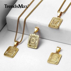 26 Letters Initial A-Z Necklace 14k Gold Plated Pendant Box Chain Choker 16-30″