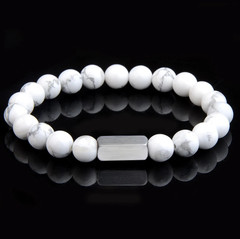 1 pc Natural Stone Bead Bracelet Tiger Eye Lava Stainless Steel