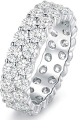 18K White Gold Plated Round-Cut Cubic Zirconia Eternity Band Ring Cocktail 10.5