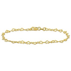 Amour 3mm Heart Link Anklet in 14k Gold – 9 in.