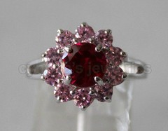 925 Sterling Silver & Round cut Ruby stone White Gold finished Ring 4626R Size 7