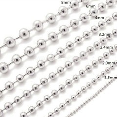 1.5-12mm Fashion Women Men Silver Ball Bead Chain Stainless Steel Necklace16-40″