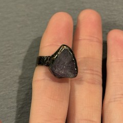 New Fluorite Crystal Stone & Copper Alloy Ring, Size 7/Adjustable, See Below!