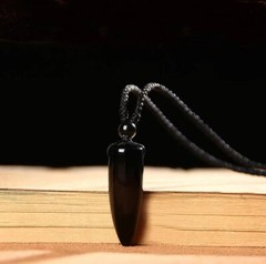 Black Obsidian Bullet Point Pendant Healing Balance Amulet Women Men Necklace