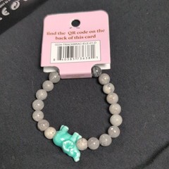 Simply Southern Gray Beaded Stretch Charm Bracelet, Green Elephant Dangle