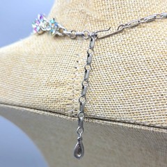 Vintage Unsigned Lisner Pastel Fruit Salad Rhinestone Silver Tone Necklace 17″