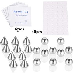 Fake Lip Nose Eyebrow Ring Stud Dimple Sticker Steel Body Jewelry 20 Pcs