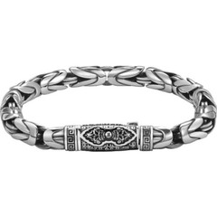 18CM Silver Plated Bangle Copper Bracelet Chain Popular Vintage Jewelry Mens