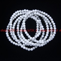 Genuine Natural 4/6/8/10mm White Turquoise Gemstone Round Elastic Bracelet 7.5″