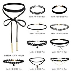 Black Choker Necklace Set Stretch Velvet Classic Gothic Tattoo Lace Retro UK