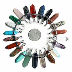 16PCS Hexagonal Healing Pointed Crystal Stone Quartz Necklace Jewelry US