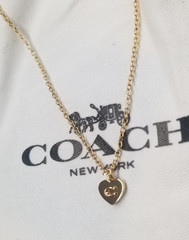 Coach Gold Tone Heart Pendant Necklace 16″+2″