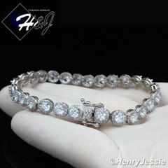 BLING CUBIC ZIRCONIA 7″X5MM GOLD/SILVER/PINK PLATED 1 ROW LINK CHAIN BRACELET*B7