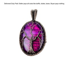 Copper Pink Fire Labradorite Stone Sister Birthday Tree Of Life Pendant Jewelry