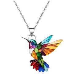 Colorful Hummingbird Necklace 2D Hummingbird Necklace Bird Necklace For Women