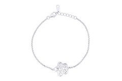 Shape Simulated Diamond 14K White Gold Plated Silver Flower Design Bracelet