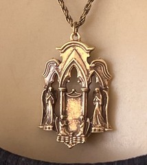 Gothic Cathedral Necklace Triptych Style Religious Medal Pendant Talisman