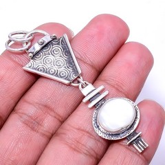 Natural Mother Of Pearl- Australia Oxidised 925 Sterling Silver Pendant 2.5″ P26