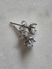 Rainbow Blue Colored Moissanite Stud Earrings GRA Certificate
