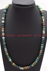 Natural 4x6mm Smooth Indian Agate Rondelle Gems Beads Necklace 14-36″ AAA