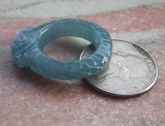 Video Certified Natural Green A Jadeite Jade Dragon Circle Ring NO.7 # 128930