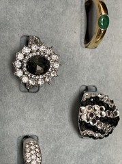 GOLD SILVER RHINESTONE LADIES RING LOT MIX DESIGNER STYLE SIZE VARY 11pc LARGE