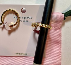 NWT Kate Spade Clear NY Gold Full Circle Huggies Earrings NWT Cubic Zirconia