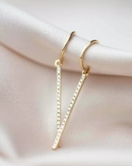 1Ct Round Cut Simulated Diamond Drop Dangle Hook Earring 14K Yellow Gold Plated