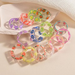 Resin Acrylic Colorful Geometric Rings Women Thin Round Modern Wedding Jewelry