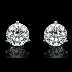 2 Ct Round Cut Simulated Diamond Women’s Stud Earrings 14K White Gold Plated