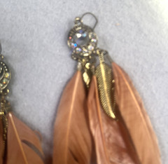 Womens Brown Feather Earrings with Stones Jewelry