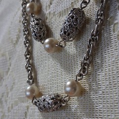 1970s Sarah Day Filigree Lady extra long Necklace