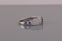 Sterling Silver Blue & White Topaz Clustered Accented Band Ring 925 Sz: 10