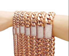 8-22MM Stainless Steel Rose Gold Miami Hip Hop Cuban Chain Necklace Bracelet