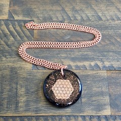 Buddha Lotus Orgonite Pendant Necklace, Flower of Life Necklace, Shungite