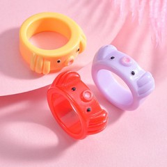 Resin Acrylic Colorful Geometric Rings Women Thin Round Modern Wedding Jewelry