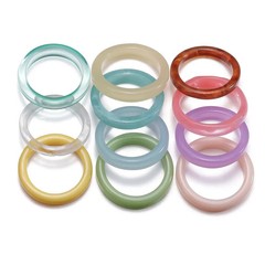 Resin Acrylic Colorful Geometric Rings Women Thin Round Modern Wedding Jewelry