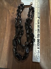 Apt. 9 Black Faceted Necklace Crystals & Square Beads