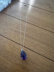 New African Amethyst Purple Teardrop Pendant Necklace 9in with 2in extended
