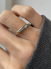 1 Ct Round Simulated Diamond Wedding Half Eternity Ring 14k Two-Tone Gold Plated