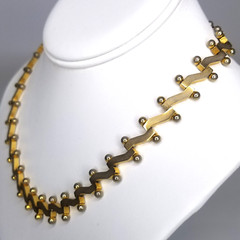 Zig Zag Statement Necklace Flat Barbell Gold Tone 18 In L x 1/2 In Clasp Closure