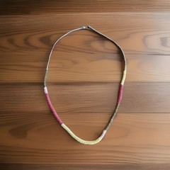 Crocheted Beaded Rope Necklace Color Blocked 38 Inches