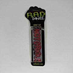 Radbandz NOTORIOUS Hot Topic Silicone Wristband Bracelet Gray Red Adult Size