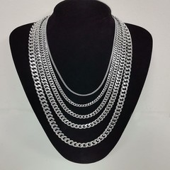 16-30″ Stainless Steel Silver Chain Cuban Curb Womens Mens Necklace 3/5/7/9mm